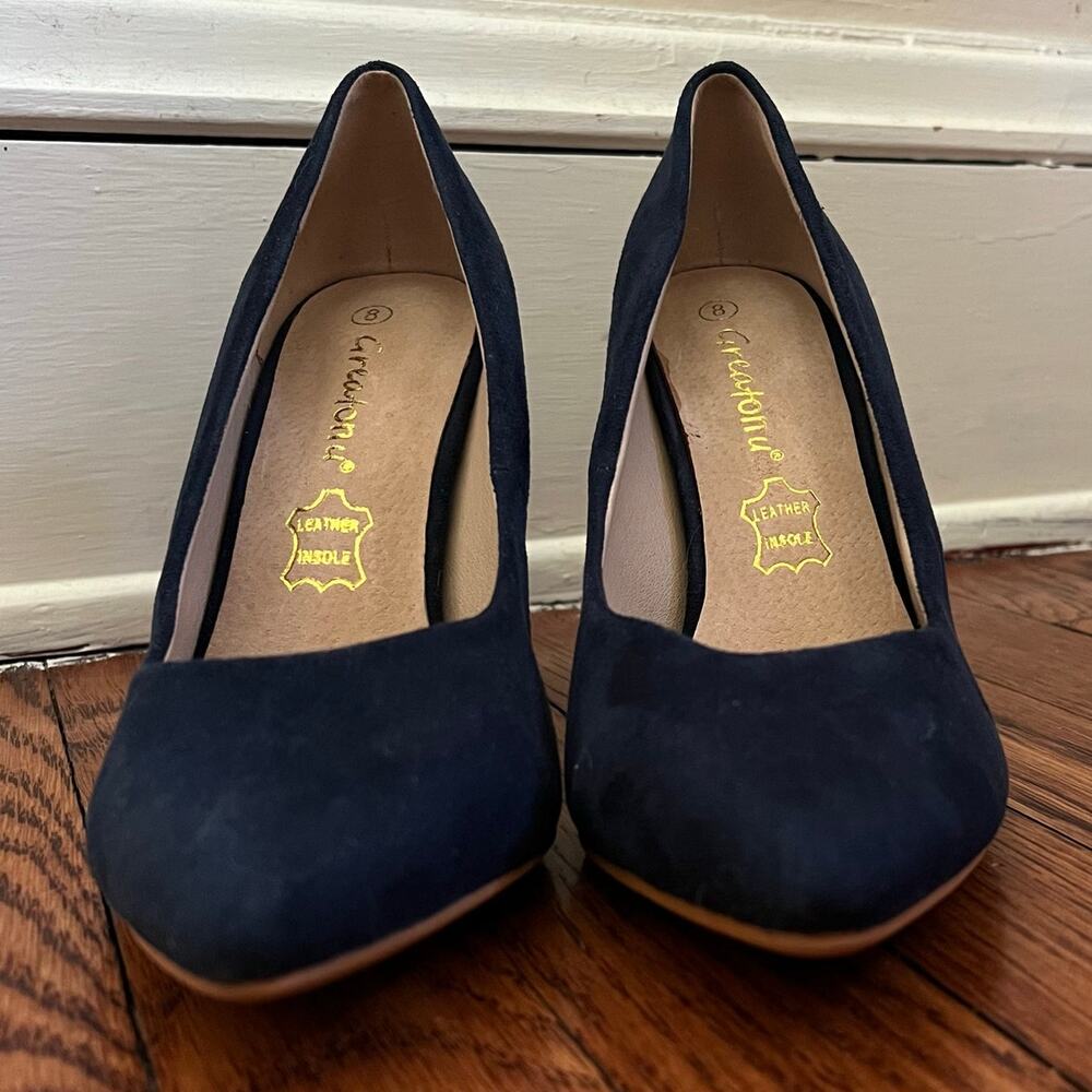 Blue Suede Stiletto Pumps Size 8 Almond Toe 4in Heel Leather Insole Corpcore - Picture 5 of 17